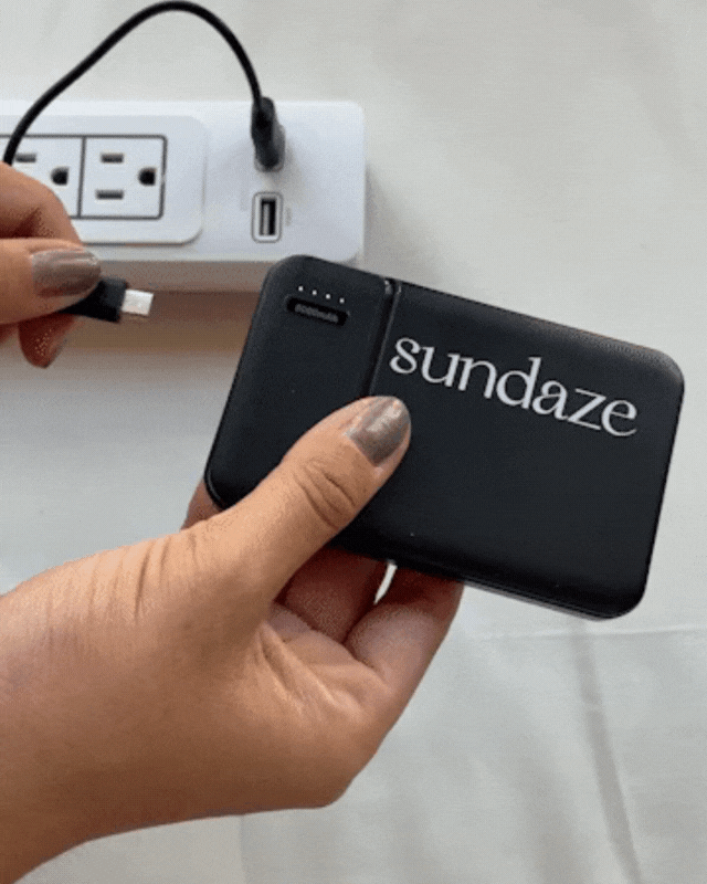 Image showing charger being plugged into Sundaze Power Bank